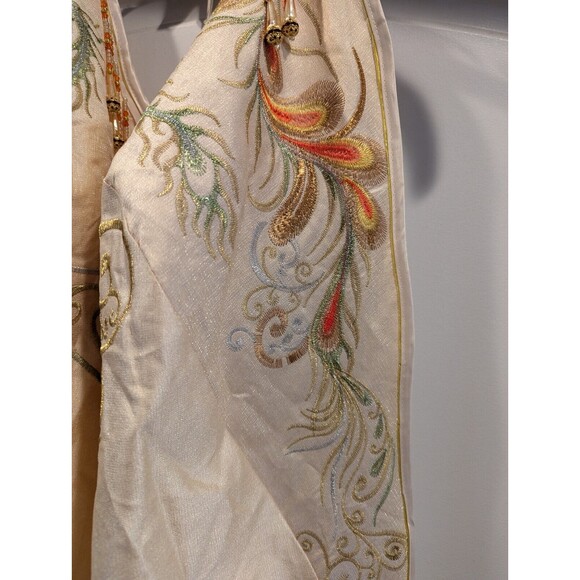 Chinese Wedding Cloak Traditional Cape Embroidered Beaded Ivory Shawl Xiuhe Veil - Picture 9 of 10